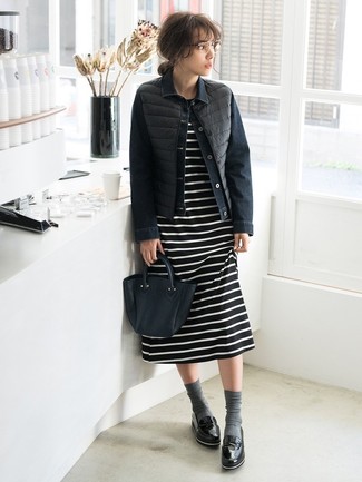 С чем носить черно-белые лоферы женщине