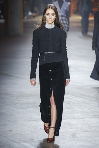 С чем носить черно-белую длинную юбку