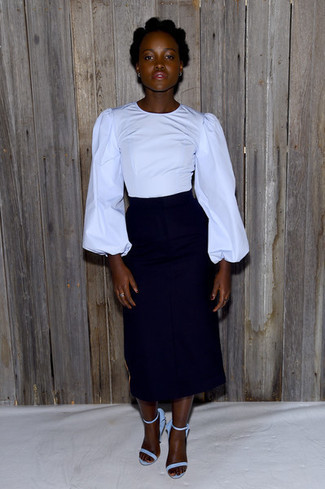 С чем носить черно-белую юбку-миди