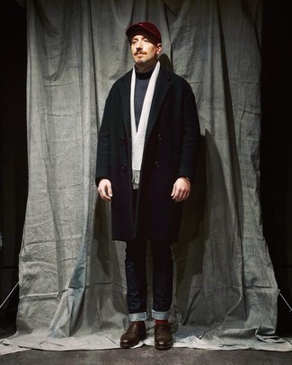 С чем носить черно-белое длинное пальто