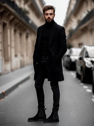 С чем носить черно-белое длинное пальто