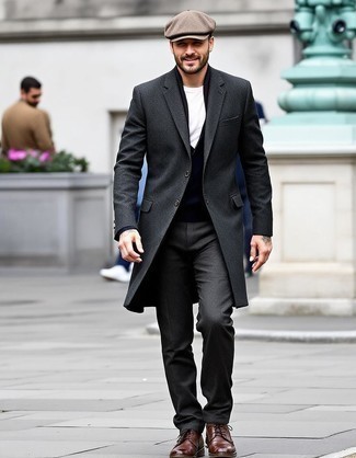 С чем носить черно-белое длинное пальто