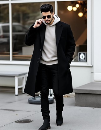 С чем носить черно-белое длинное пальто