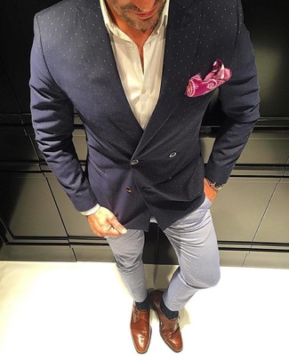 С чем носить черно-белый пиджак в горошек мужчине