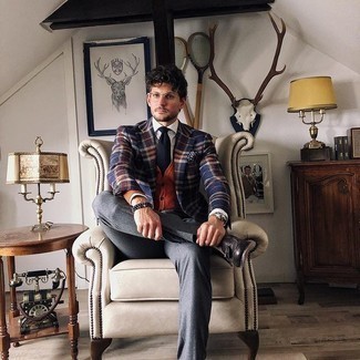 С чем носить черно-белый нагрудный платок с принтом