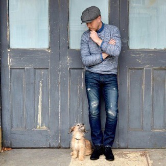 С чем носить черно-белые замшевые ботинки дезерты