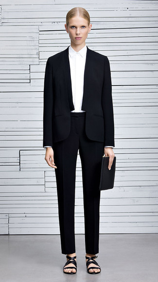 С чем носить черно-белый костюм женщине