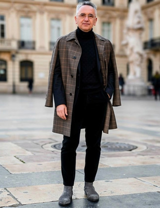 Какие длинные пальто носить с черно-белым костюмом