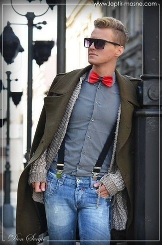 С чем носить черно-белые подтяжки