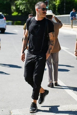 С чем носить черно-белые подтяжки