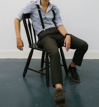 С чем носить черно-белые подтяжки