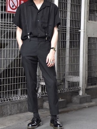 С чем носить черно-белые подтяжки