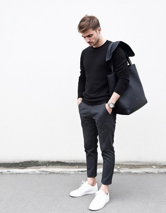 С чем носить черно-белую большую сумку мужчине