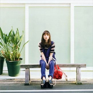 С чем носить черно-белые босоножек на танкетке