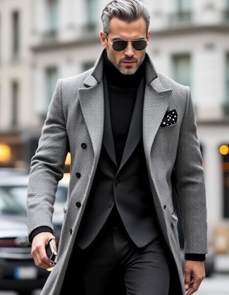 С чем носить черно-белый шерстяной пиджак мужчине