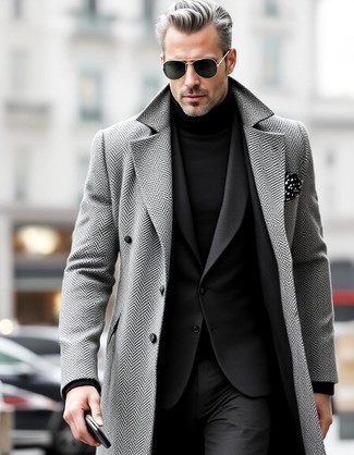 С чем носить черно-белый шерстяной пиджак мужчине