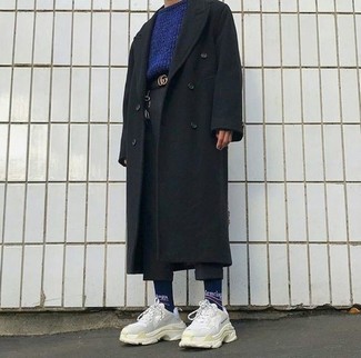 С чем носить черно-белые шерстяные брюки чинос