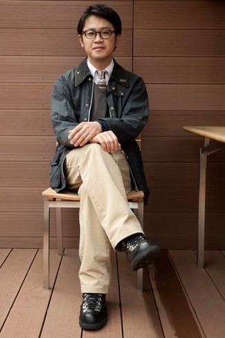 С чем носить черно-белые рабочие ботинки мужчине