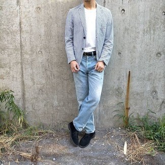 С чем носить черно-белый плетеный ремень мужчине