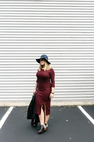 Какие платья-миди носить с черными ботильонами