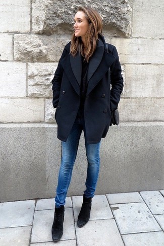 Какое полупальто носить с черными ботильонами