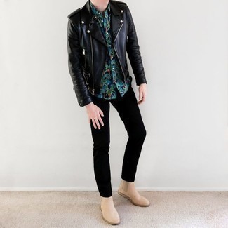 Как носить черную косуху с черными брюками чинос