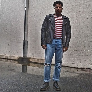 Какие туфли дерби носить с черной косухой