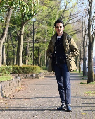 Какие джинсы носить с черной косухой мужчине