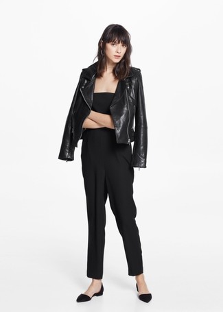 Какие комбинезоны носить с черной косухой