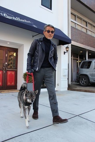 Какие водолазки носить с черной косухой мужчине