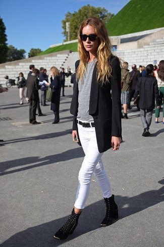 Какие ботильоны носить с черным пиджаком