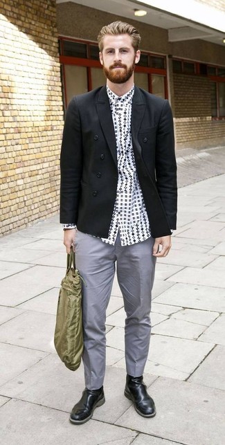 Какие ботинки челси носить с черным пиджаком мужчине