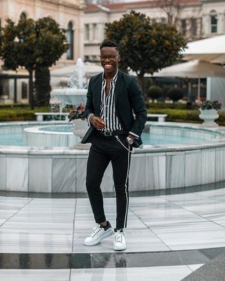 Какие брюки чинос носить с черным пиджаком