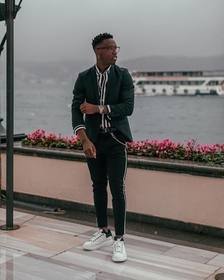 Какие брюки чинос носить с черным пиджаком