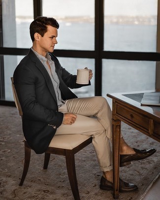 Какие брюки чинос носить с черным пиджаком