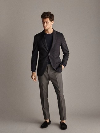 Какие брюки чинос носить с черным пиджаком