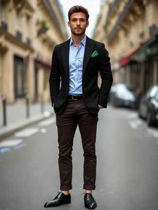 Какие классические брюки носить с черным пиджаком мужчине