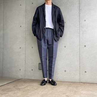 Как носить черный пиджак с серыми брюками чинос