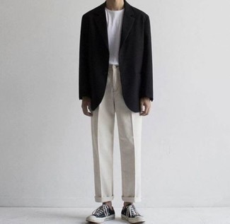 Как носить черный пиджак с серыми брюками чинос