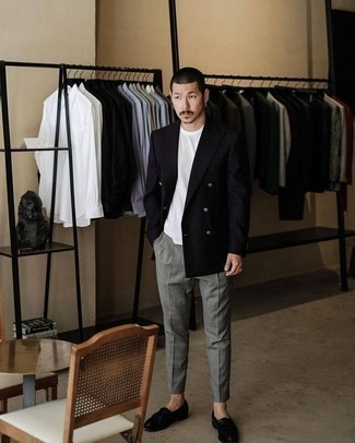 Как носить черный пиджак с серыми брюками чинос