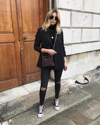 С чем носить черный пиджак женщине