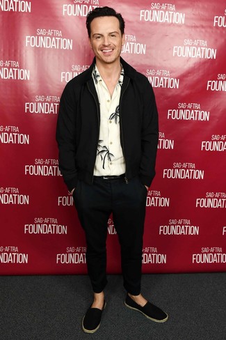 Как носить черный бомбер с черными брюками чинос