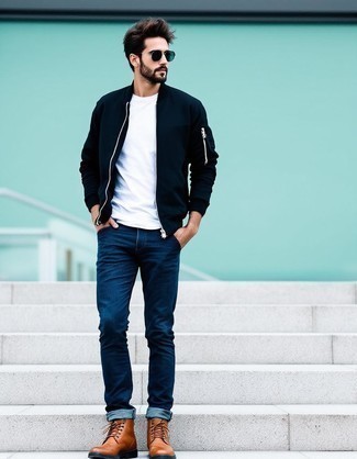 С чем носить черный бомбер мужчине весна