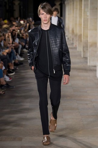 С чем носить черный бомбер мужчине лето