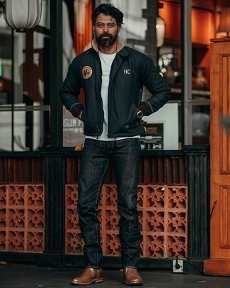 С чем носить черный бомбер мужчине в теплую погоду