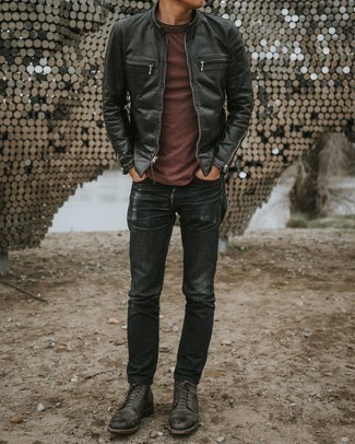 С чем носить черный бомбер мужчине
