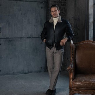 С чем носить черный бомбер мужчине