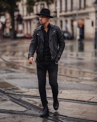 Какие косухи носить с черными ботинками броги