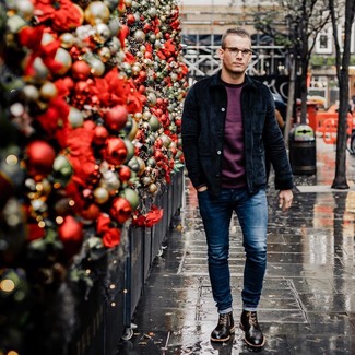 С чем носить черные ботинки броги