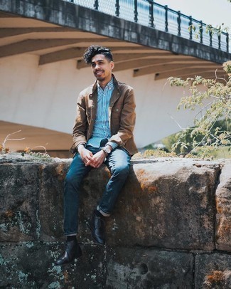 Какие куртки-рубашки носить с черными ботинками броги